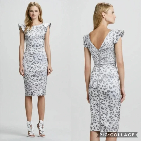 Alexis metallic leopard ruffle midi dress - Picture 1 of 11